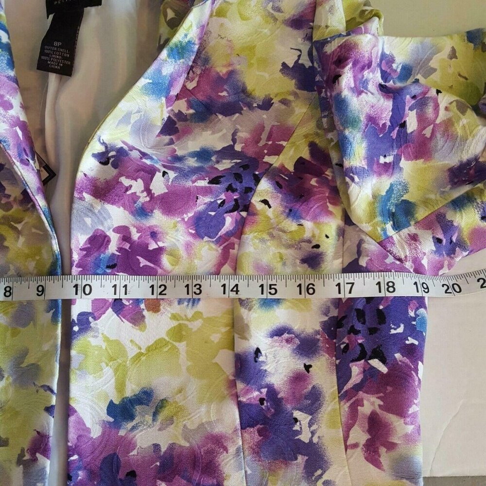 Petites Women’s Open Front Blazer Green Purple 100% Cotton Size 8P NWT - Picture 11 of 12